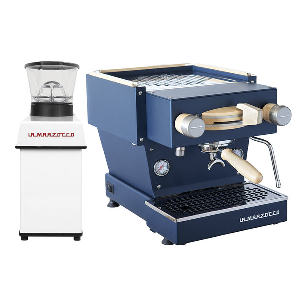 White La Marzocco Linea Mini and Fiorenzato All Ground Grinder Combo Package