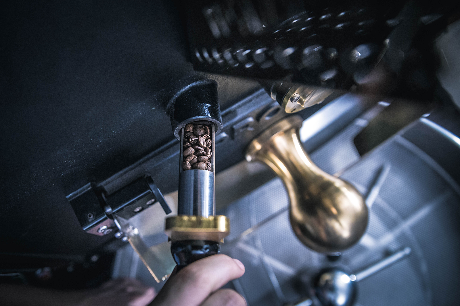 top view of a coffee roaster